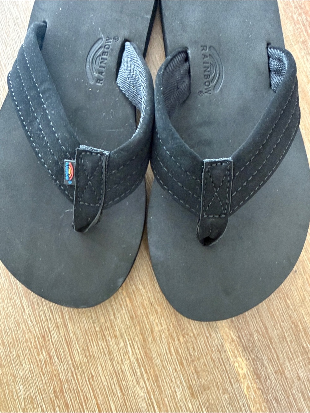 Rainbow Black Suede Thong Sandals NWOT